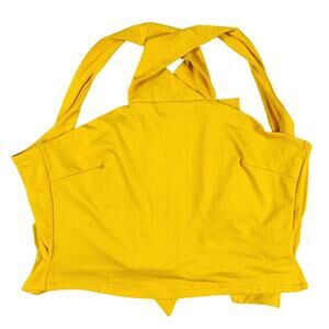 Sleeveless Cropped Halter Criss Cross Cami Lace Up Tie Womens Size Small Yellow